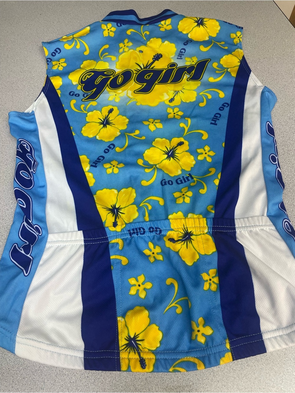 Women's Blue & Yellow Floral Cycling Jersey - Picture 2 of 4